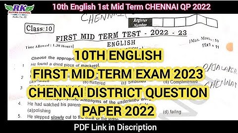 TN 10th English|First Mid-Term Exam 2023|CHENNAI District Question Paper 2022