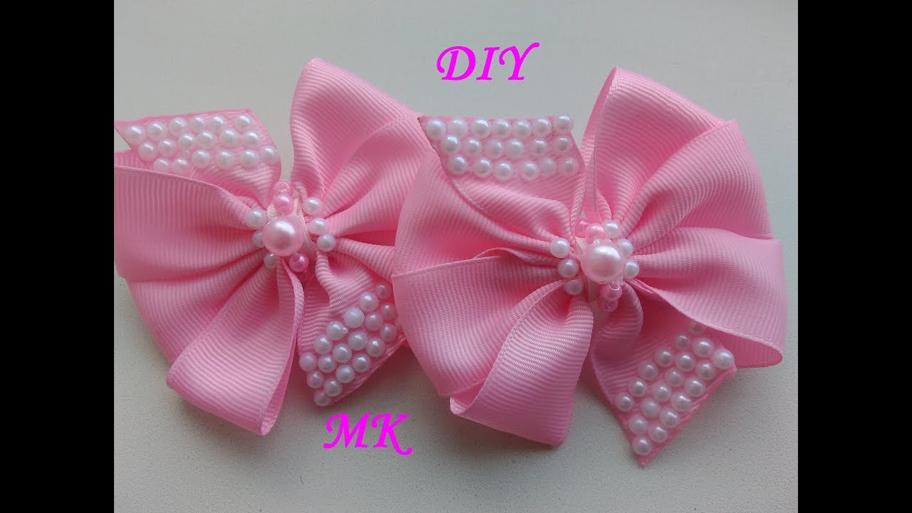 Нежные бантики из репсовых лент МК Канзаши /The gentle bow of REP ribbons Kanzashi MK