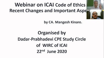 VCM on ICAI Code of Ethics: Recent Changes and Important Aspects