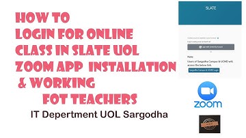 How to login for online class on slate || Zoom App  installation & working ||          For Teachers