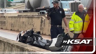 SAPD officer on motorcycle hospitalized after single-vehicle crash on I-35, police say