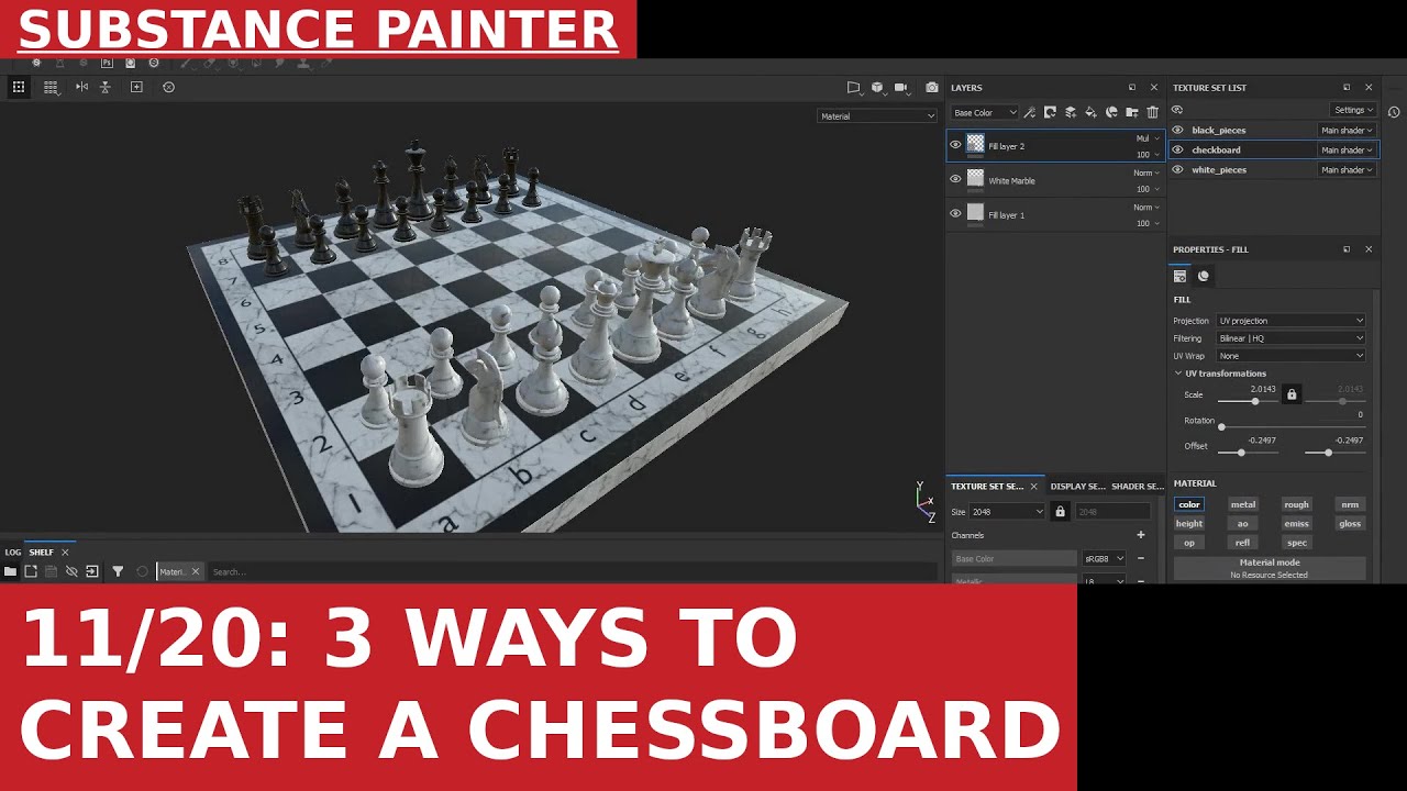 Substance Painter fundamentals 11: Three ways to create a checkerboard ...