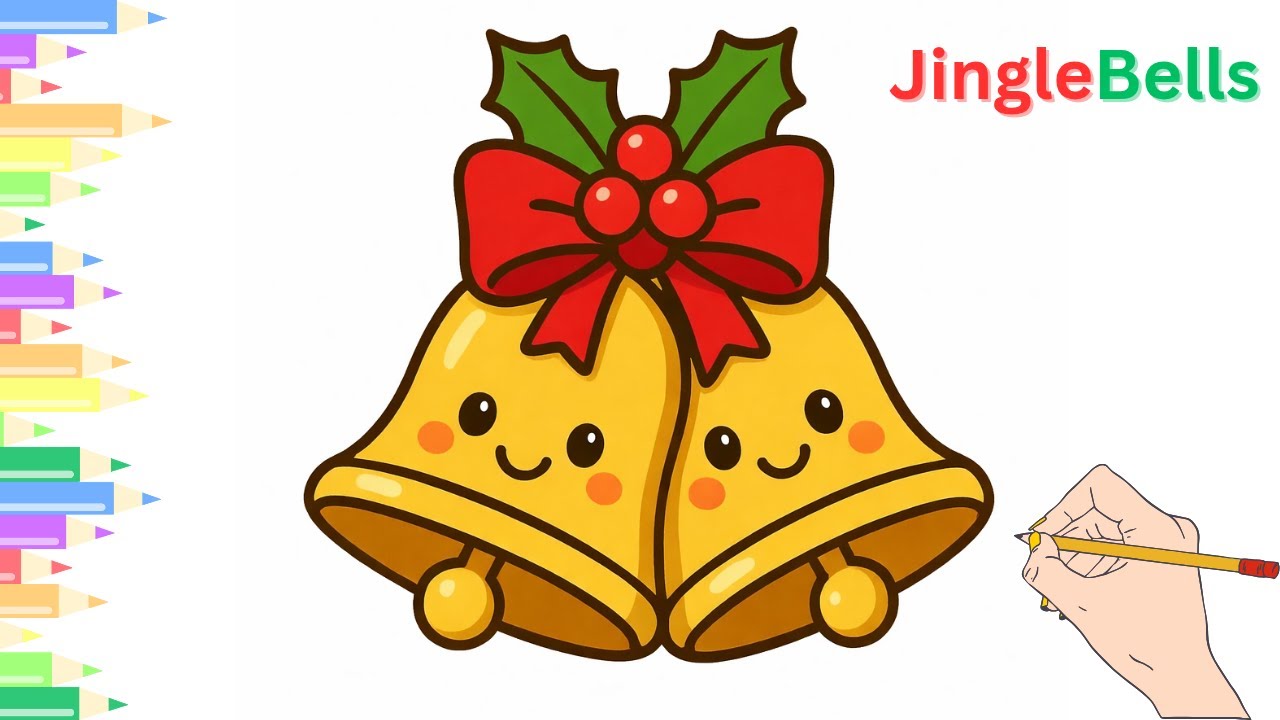 how to draw and color Cute Jingle Bells step by step| easydrawing For Beginners & Toddlers|Art