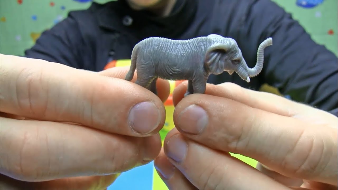 Review kids toys. Animals. Toy elephant, goat, rhinoceros