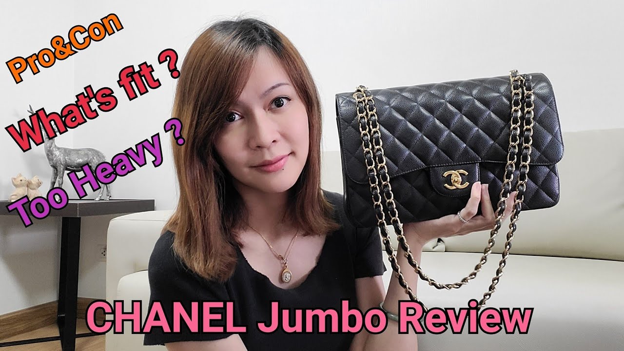 Review CHANEL JUMBO double flap in caviar, what's fit, pros and cons