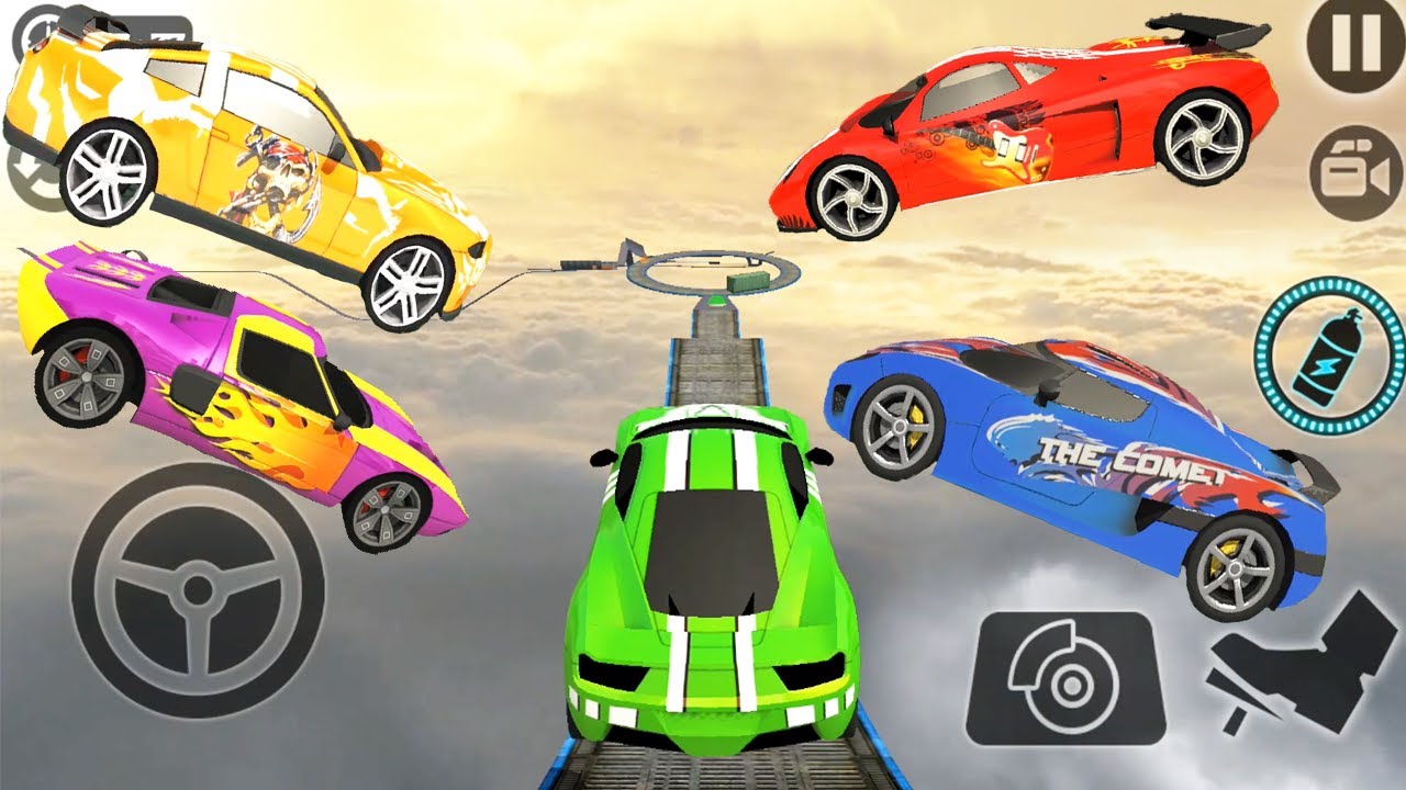 Impossible Car Tracks 3D Orange Car vs Pink Car vs Green Car vs Blue Car vs Red Car Android