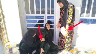 Leila slipped in this snow and cold, did she break her leg?