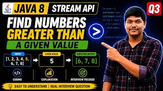 Java 8 Stream API🔥Most Asked Interview Question | Find Numbers Greater Than Given Value(Easy Trick)