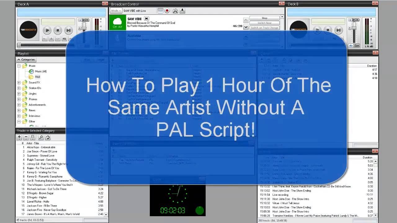 Play 1 Hour Of Same Artist In Sam Broadcaster (No PAL Script) - YouTube