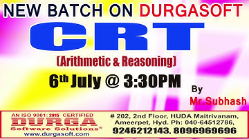 New  Batch On CRT  by Mr. Subhash  On 6th July @ 3:30PM At Matrivanam (HYD) - Offline Batch