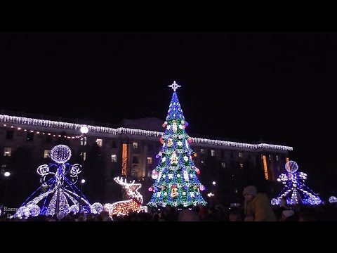 Видео: Открытие главной городской елки Салют площадь Соборная Николаев 2020