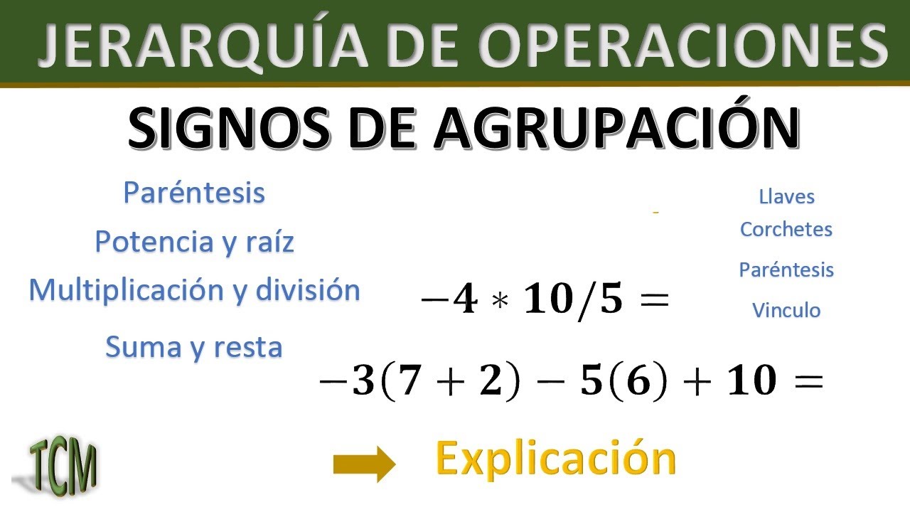 Jerarquia de operaciones (Signos de agrupacion) Parte 1 YouTube