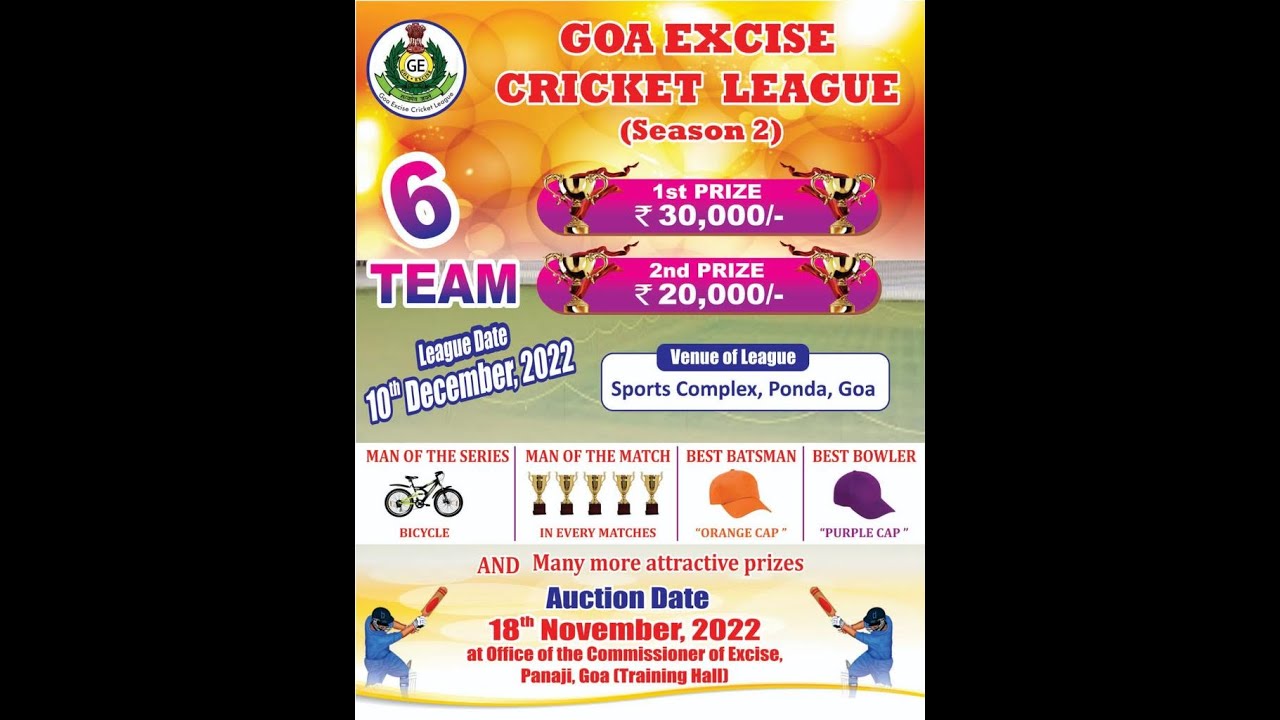 LIVE GOA EXCISE CRICKET LEAGUE PONDA COMPLEX GROUND 2022 YouTube