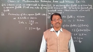 Class 5 Learning Mathematics Perimeter Area and Volume Ex 73 Part 2 By Manoj Prasad Karn.