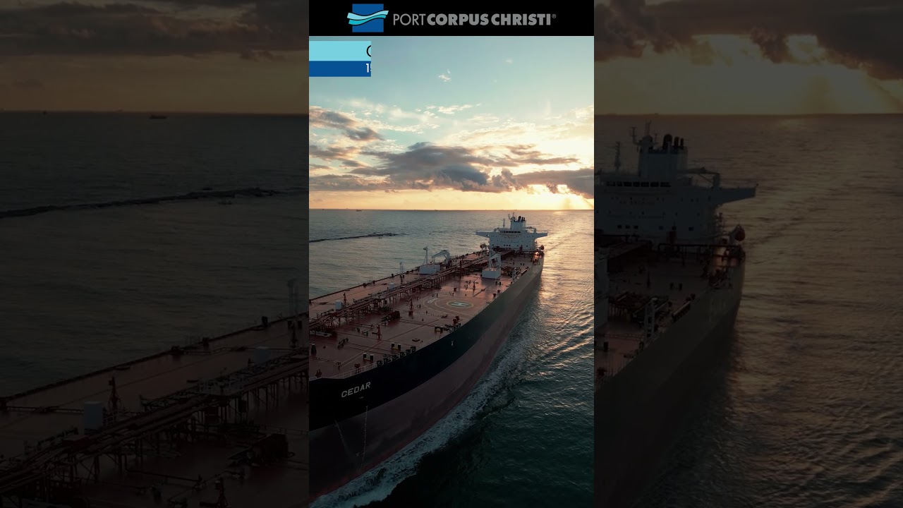 Crude Oil Tanker, Cedar, arriving at Port Corpus Christi 