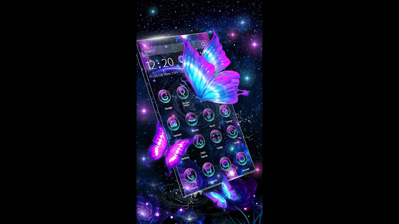 3D Neon Butterfly Theme camera iphone 8 plus apk