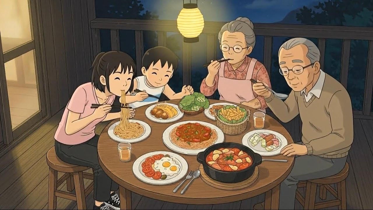 Ghibli Days: Spaghetti, Fries & Family Dinner | Ghibli-Style ASMR