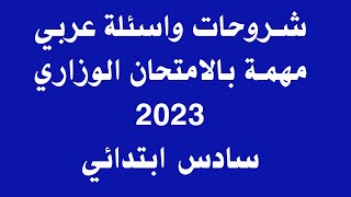 شروحات عربي مهمة بالامتحان الوزاري 2023 سادس ابتدائي|اسئلة عربي سادس ابتدائي 2023