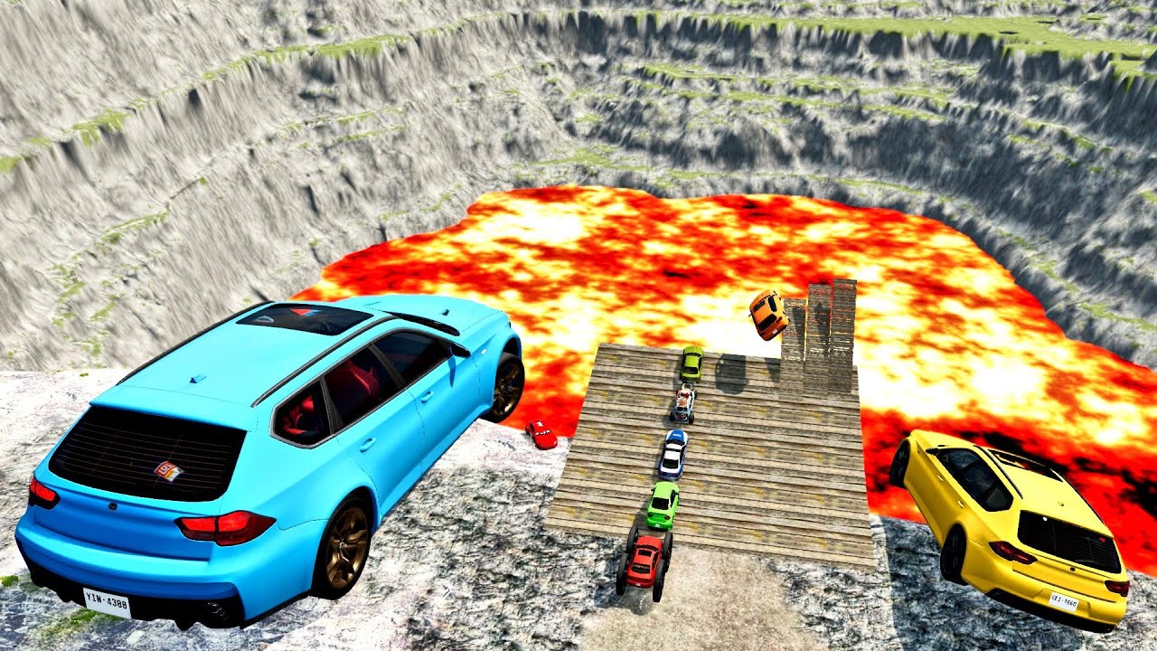 BIG & SMALL CARS & Giant Lava Pit #11 - BeamNG drive | BNG Jump