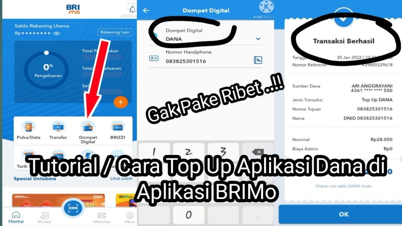 Tutorial/Cara Top Up Aplikasi Dana di Aplikasi BRIMo 