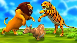 गर्भवती हिरणी बच्चा का नसीब बाघ और शेर का हमला Pregnant Deer Baby Tiger And Lion Attack Moral Story