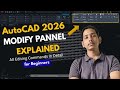 AutoCAD Modify Panel Explained in Detail | All Editing Commands | Beginner to Advanced | Hindi