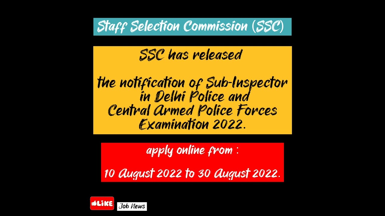 SSC CPO SI Online Form 2022..