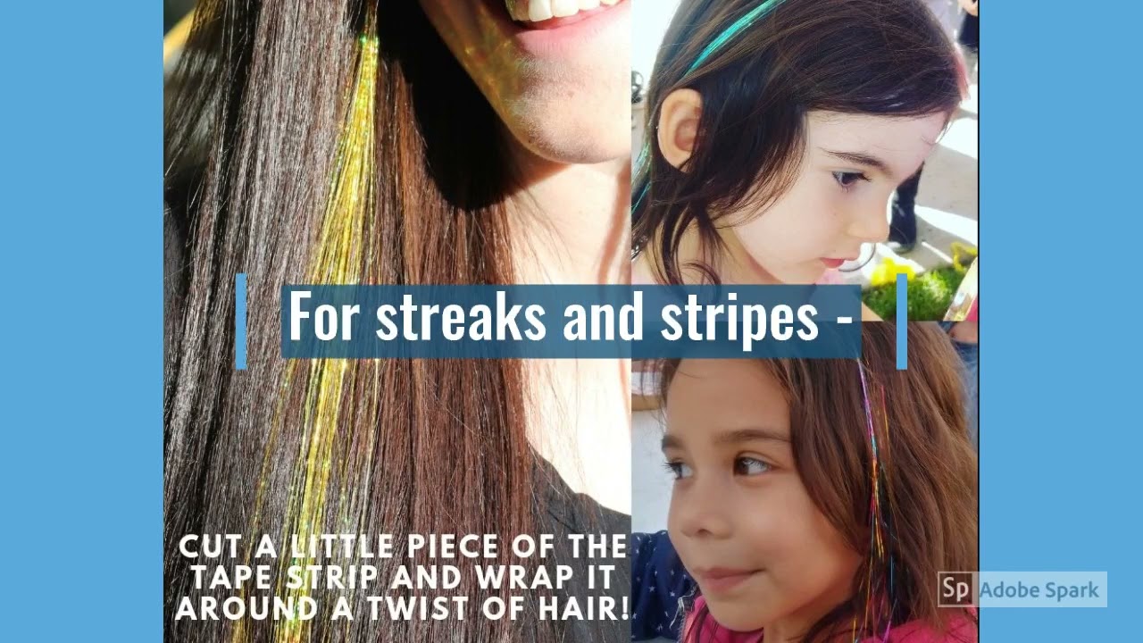 InstaTinsel Hair Tinsel Extensions: Tutorial demonstration how to stick on tons of bling string.