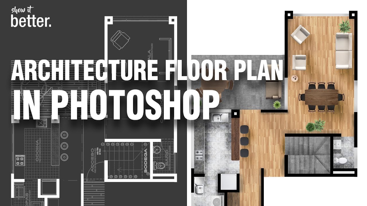 Architecture Floor  Plan  in Photoshop  YouTube