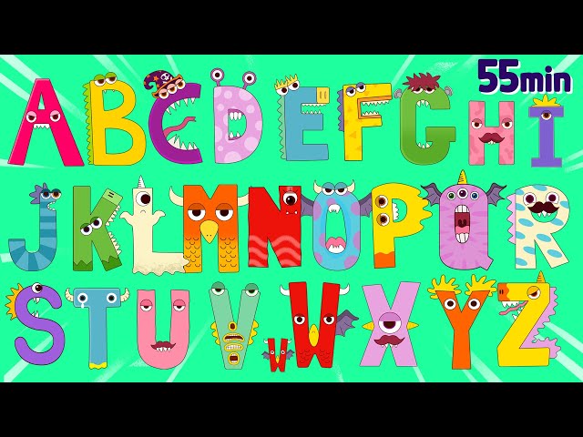 Monster alphabet phonics song from A to Z - ABC nursery rhymes u0026 Educational video for kids class=