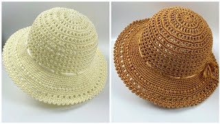 DIY Crochet Hollow Summer Sun Hat 🌼 Easy and  Beautiful Crochet Sun Hat Tutorial for Beginners