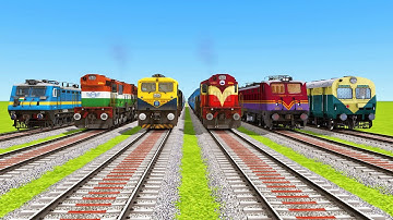 6 TRAINS CROSSING ON BUMPY FORKED RAILROAD CROSSING | Train Simulator 2022 #railroads