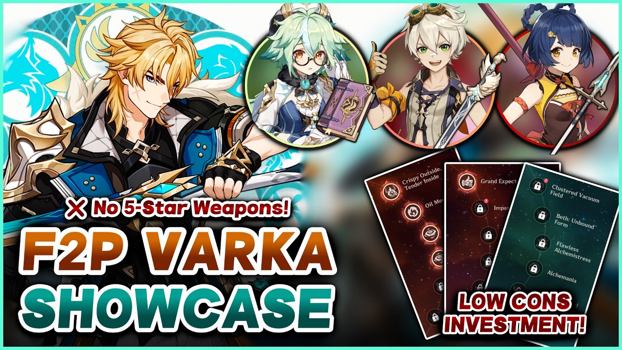 Varka F2P Double-Pyro Team Showcase | 4★ Weapons Only | Genshin Impact