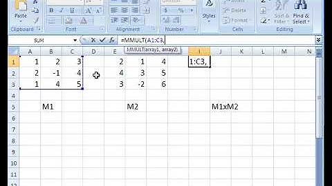 Multiply Matrices with Excel function MMULT