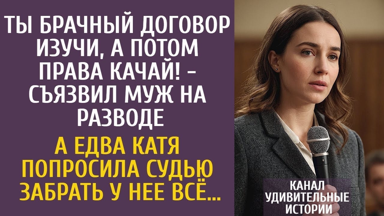 Ты брачный договор изучи, а потом права качай! - съязвил муж на разводе… А едва Катя сказал судье…
