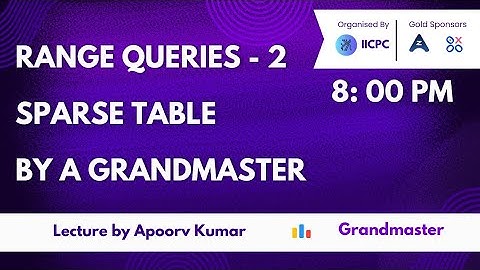 Lecture 11: Range Queries II - Sparse Table and Fenwick Trees by Apoorva Kumar