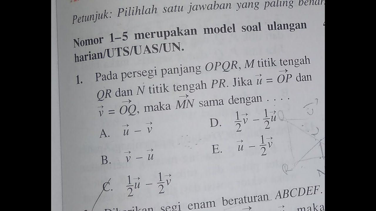 Soal Un Vektor Matematika Dan Pembahasannya - Guru Paud