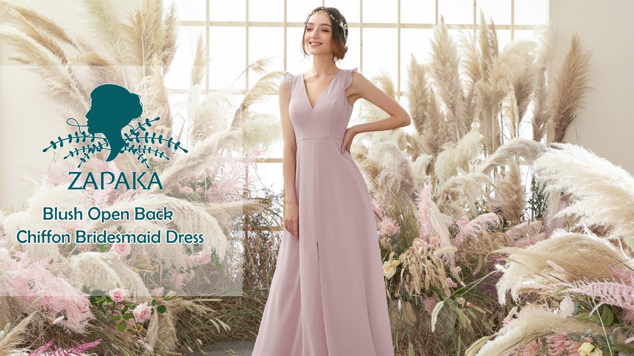 ZAPAKA Blush Open Back Chiffon Bridesmaid Dress Review