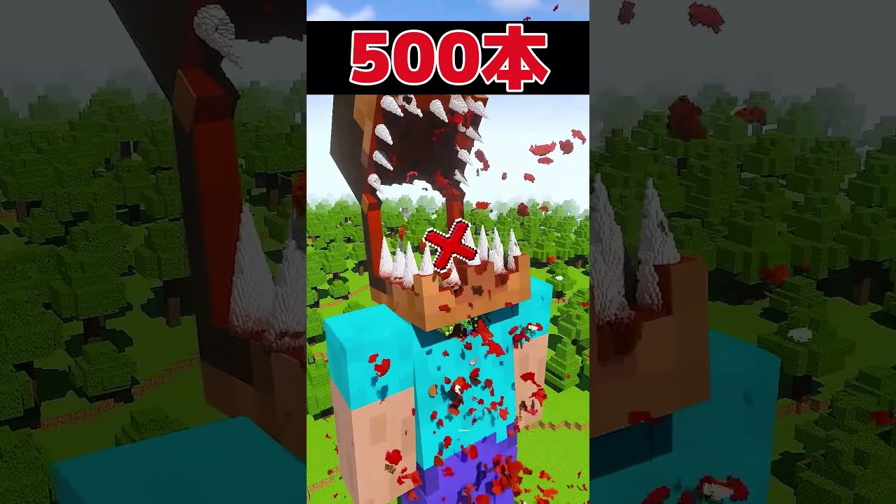 矢10000本をスティーブにとばしたらどうなる?!#マイクラ #shorts #minecraft