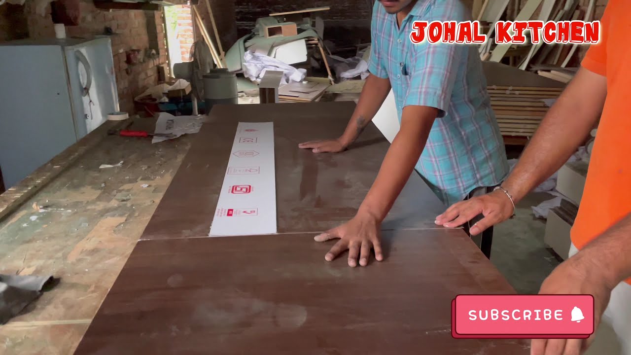 How to paste laminate with hydraulic cold press | Laminate flush door manufacture process |