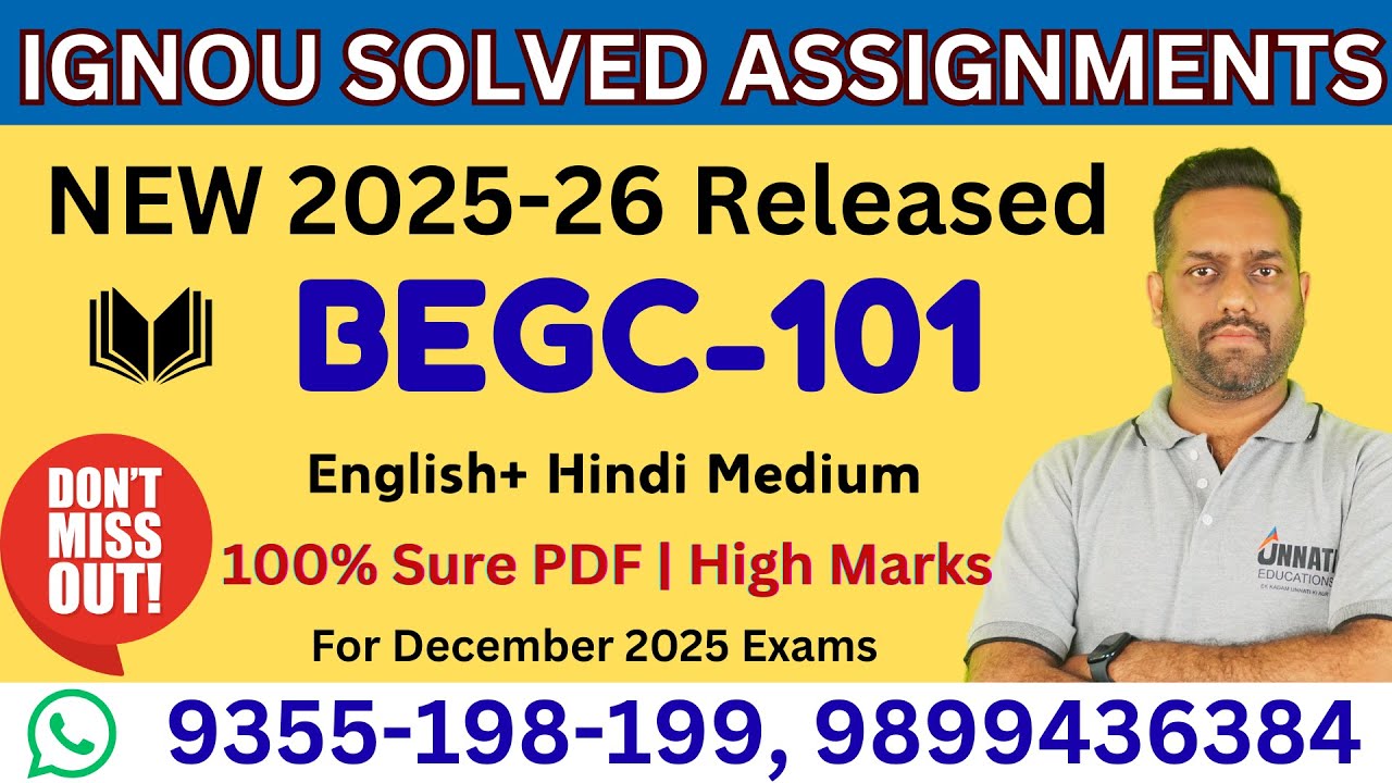IGNOU BEGC-101 Solved Assignment 2025 | begc 101 indian classical literature