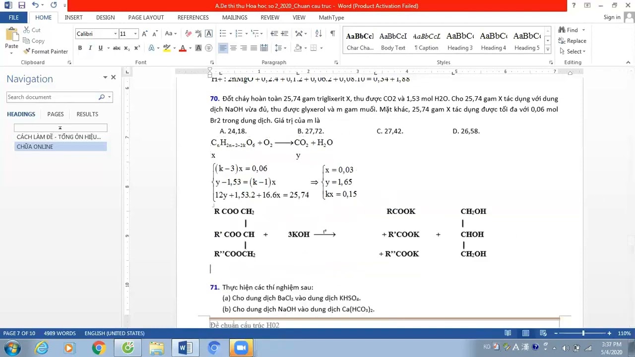 Đốt cháy hoàn toàn 25,74 gam triglixerit X, thu được... - youtube
