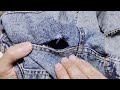 The ideal way to repair holes in jeans between the legs without using a cloth