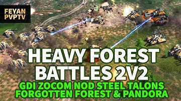 FOREST BATTLES! GDI NOD ZOCOM 2V2s on R16 Forgotten Forest and Pandora C&C 3 Kane