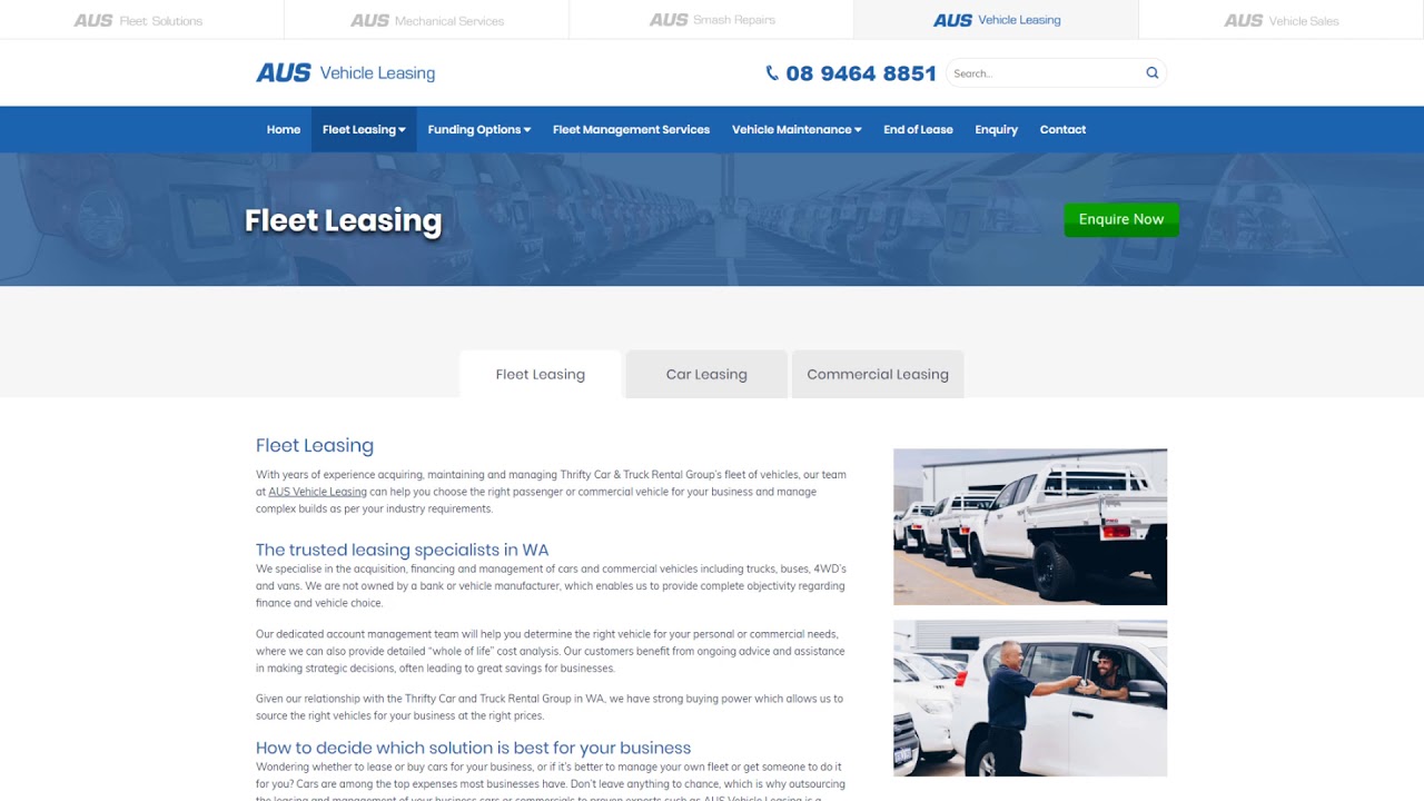 Website Preview - AUS Vehicle Leasing