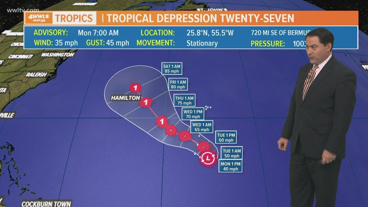Monday tropical weather update: TD 27 forms & likely to be Hurricane Epsilon; 2 other areas to watch