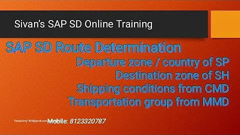 SAP SD Route Determination | Sivan's SAP SD Training
