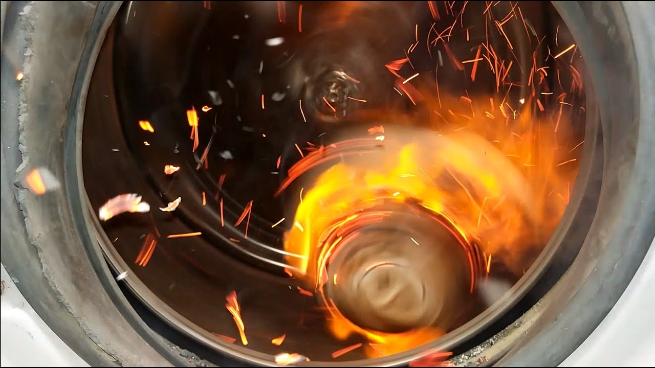 Experiment - Fire Paper Ball - in a Washing Machine
