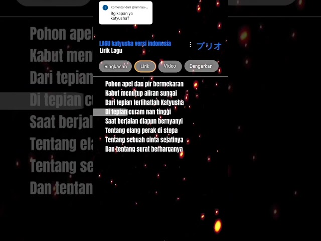 LIRIK LAGU KATYUSHA VERSI INDONESIA #katyusha #liriklagu #liriklaguindonesia #liriklaguviral #fypシ class=