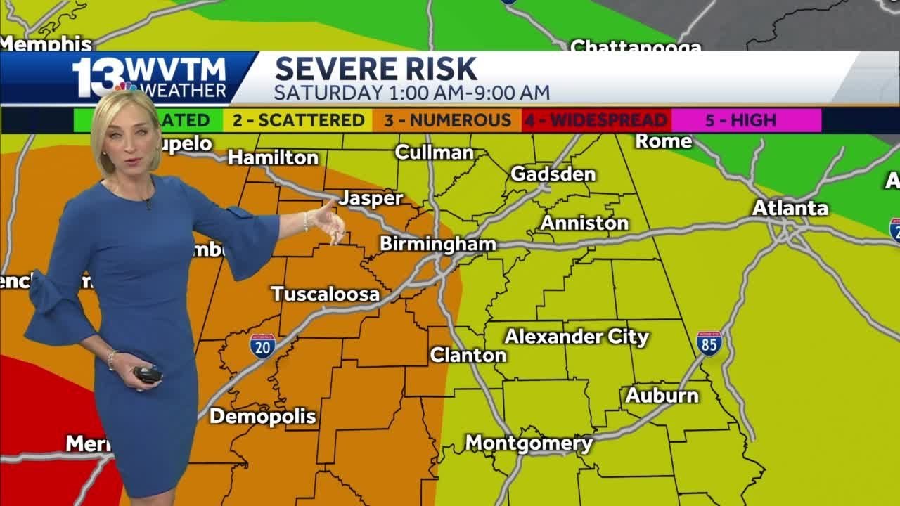 Severe storms forecast for central Alabama - YouTube